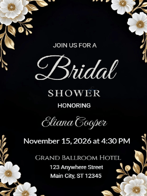 Elegant Floral Bridal Shower Invitation customizable template