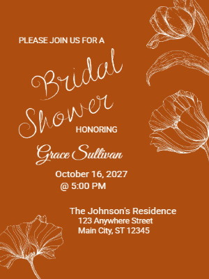 Elegant Minimalist Floral Bridal Shower Invitation customizable template