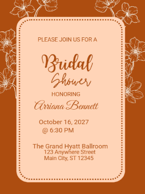 Elegant Minimalist Floral Bridal Shower Invitation customizable template