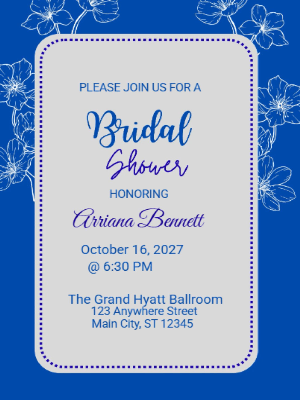 Elegant Minimalist Floral Bridal Shower Invitation customizable template