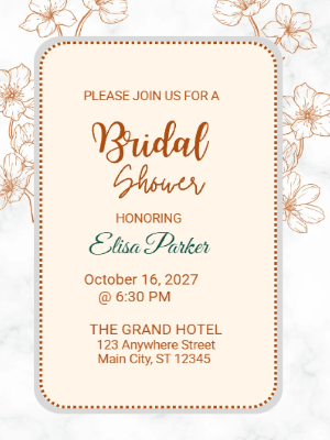 Elegant Minimalist Floral Bridal Shower Invitation customizable template