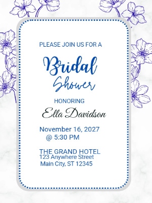Elegant Minimalist Floral Bridal Shower Invitation customizable template