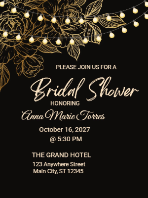 Elegant Minimalist Floral Bridal Shower Invitation customizable template