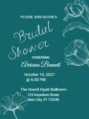 Elegant Minimalist Floral Bridal Shower Invitation customizable template