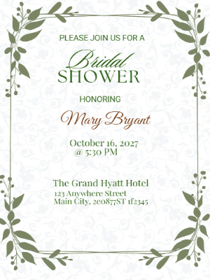Elegant Modern Floral Bridal Shower Invitation customizable template