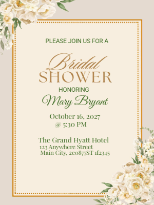 Elegant Modern Floral Bridal Shower Invitation customizable template