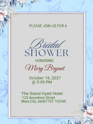 Elegant Modern Floral Bridal Shower Invitation customizable template