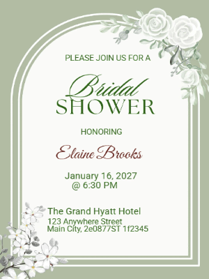 Elegant Modern Floral Bridal Shower Invitation customizable template