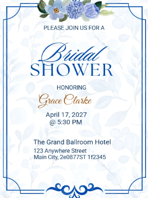 Elegant Floral Minimalist Bridal Shower Invitation customizable template