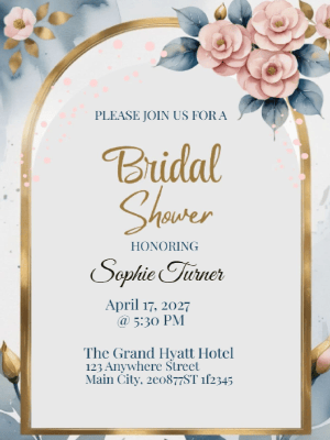 Elegant Floral Modern Bridal Shower Invitation customizable template