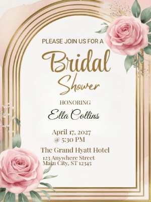 Elegant Floral Modern Bridal Shower Invitation customizable template