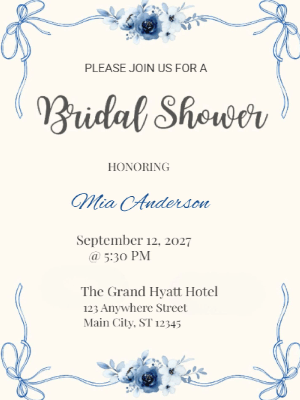 Elegant Floral Modern Bridal Shower Invitation customizable template