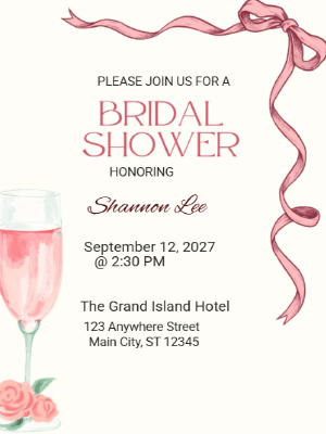 Elegant Floral Modern Bridal Shower Invitation customizable template