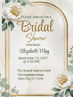 Elegant Floral Modern Bridal Shower Invitation customizable template