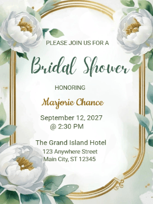 Elegant Floral Modern Bridal Shower Invitation customizable template