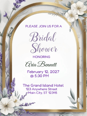 Elegant Floral Modern Bridal Shower Invitation customizable template