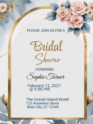 Elegant Floral Modern Bridal Shower Invitation customizable template