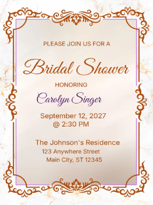 Elegant Rustic Bridal Shower Invitation customizable template