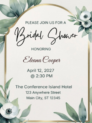 Elegant Modern Floral Bridal Shower Invitation customizable template