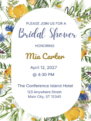 Elegant Modern Floral Bridal Shower Invitation customizable template