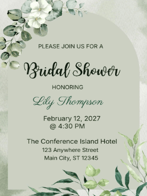 Elegant Modern Floral Bridal Shower Invitation customizable template