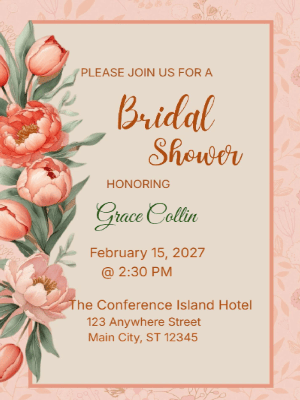 Elegant Modern Floral Bridal Shower Invitation customizable template
