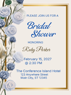 Elegant Modern Floral Bridal Shower Invitation customizable template