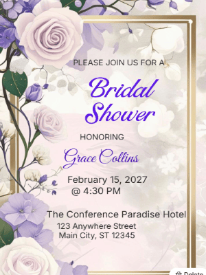 Elegant Modern Floral Bridal Shower Invitation customizable template