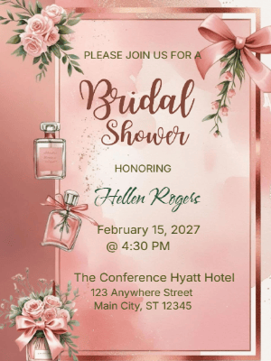 Elegant Modern Floral Bridal Shower Invitation customizable template