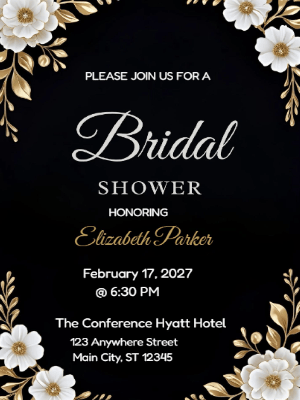 Elegant Modern Floral Bridal Shower Invitation customizable template