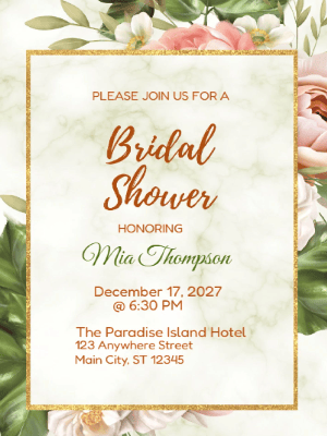 Elegant Modern Floral Bridal Shower Invitation customizable template