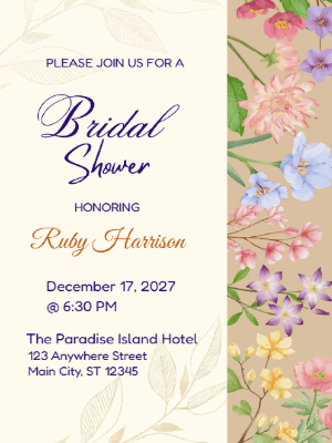 Elegant Modern Floral Bridal Shower Invitation customizable template