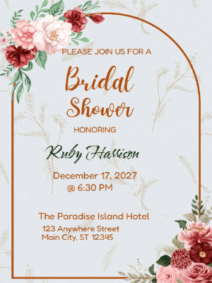 Elegant Modern Floral Bridal Shower Invitation customizable template