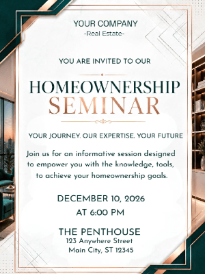 Elegant Homeowner Seminar Real Estate Party Invitation