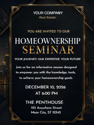 Elegant Homeowner Seminar Real Estate Party Invitation