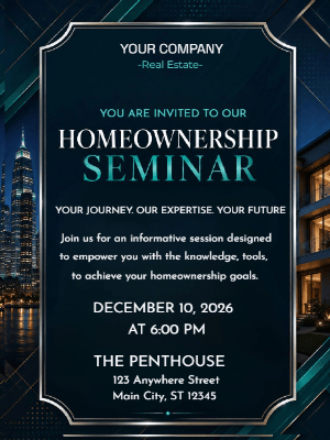 Elegant Homeowner Seminar Real Estate Party Invitation