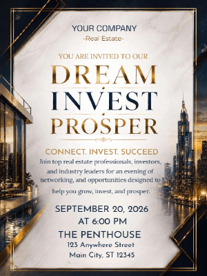 Elegant Networking Real Estate Party Invitation