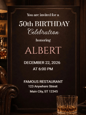 Elegant Milestone 50th Birthday Invitation Red Gold 50th Birthday Party Invitation customizable template