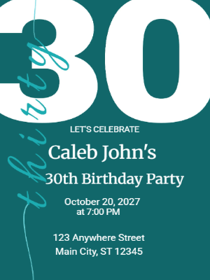 Elegant Purple Floral Border 30th Birthday Invitation customizable template