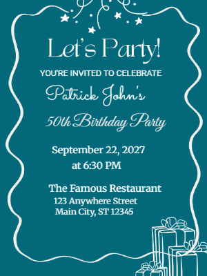 Minimalist Green White 50th Birthday Invitation customizable template