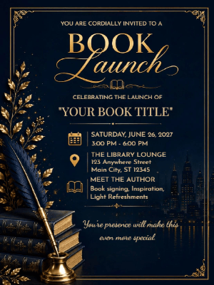 Elegant Book Launch Party Invitation