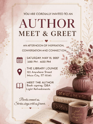 Elegant Book Meet & Greet Invitation Brown Gold Meet & Greet Party