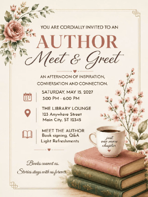 Elegant Book Meet & Greet Invitation Pink Gold Meet & Greet Party