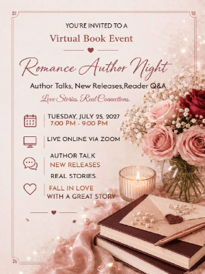 Virtual Book Event Invitation Pink Neutral Virtual Book Event