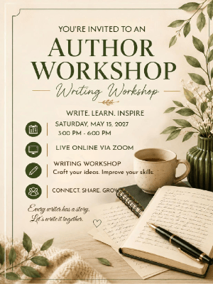 Elegant Author Writing Workshop Invitation Green Author Workshop Party