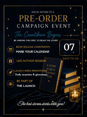 Pre-Order Book Announcement Invitation Black Gold Pre-Order Book Event