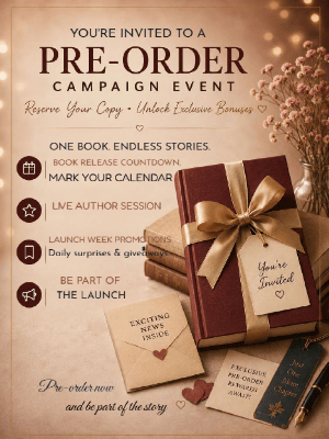 Pre-Order Book Announcement Invitation Pink Gold Pre-Order Book Event