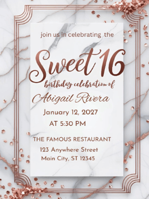 Modern Sparkle Gold Sweet 16 Birthday Invitation customizable template