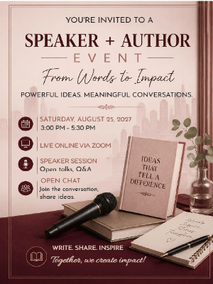 Speaker Author Event Invitation Red Speaker Author Book Event