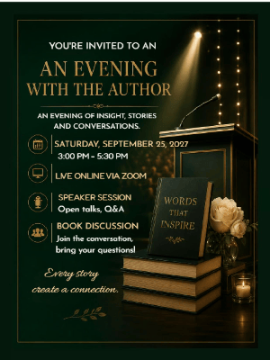 Speaker Author Event Invitation Black Gold Speaker Author Book Event